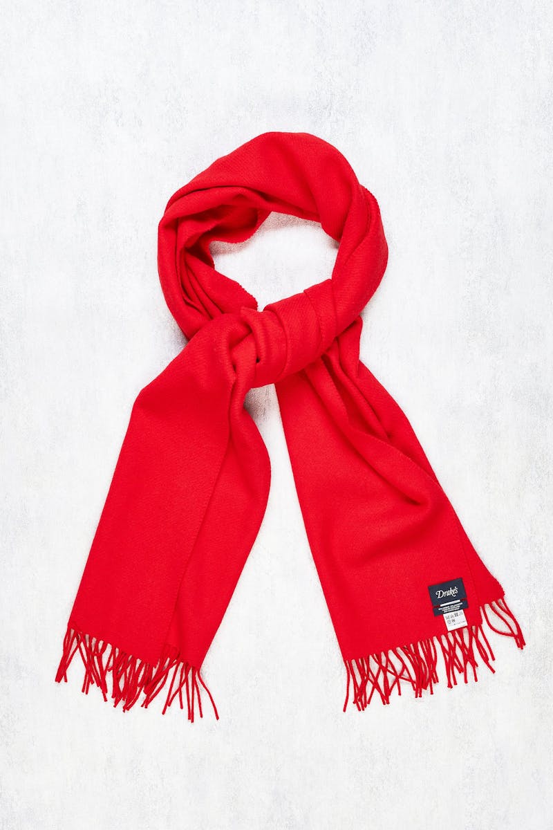 Drake's Red Wool/Cashmere Scarf