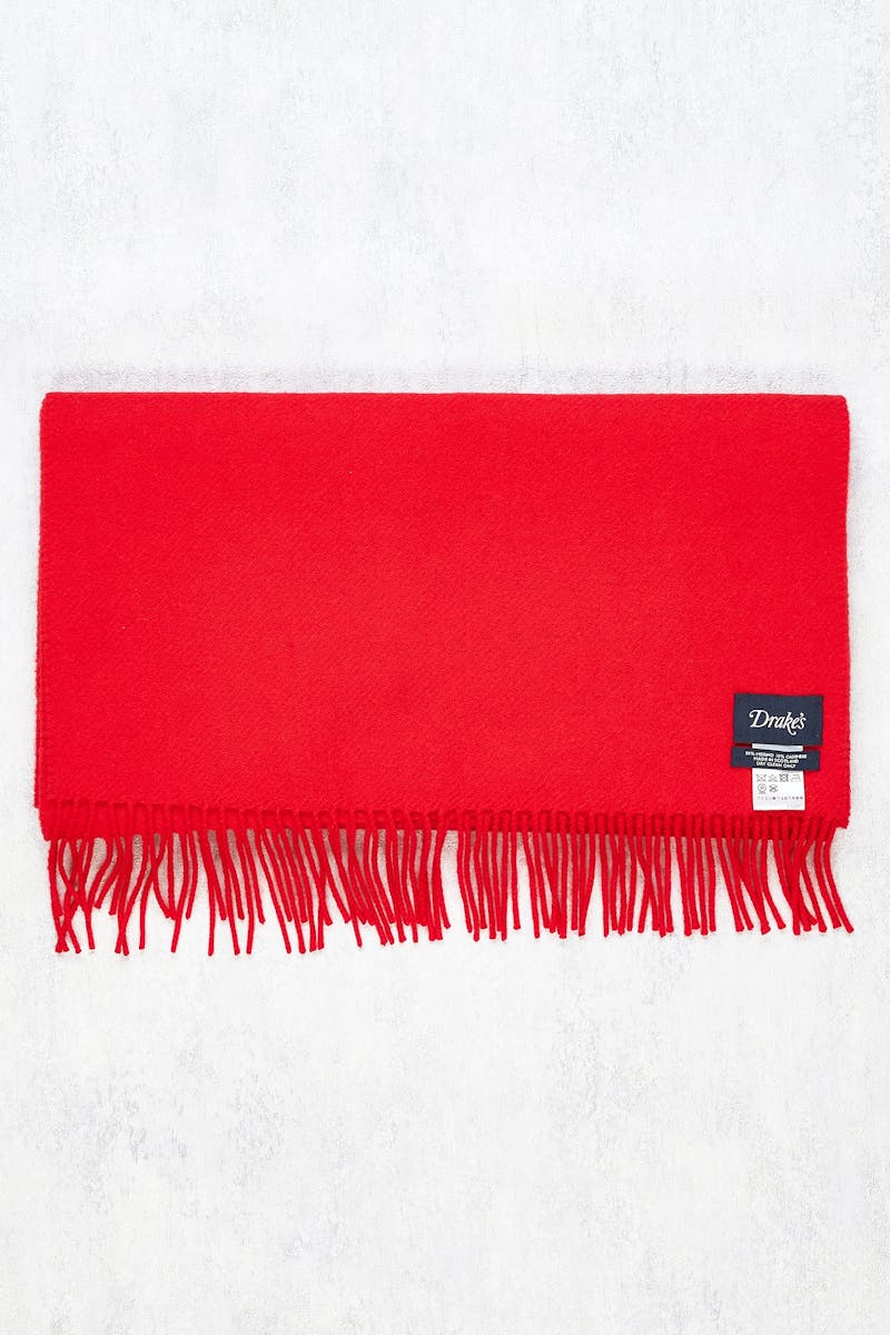 Drake's Red Wool/Cashmere Scarf