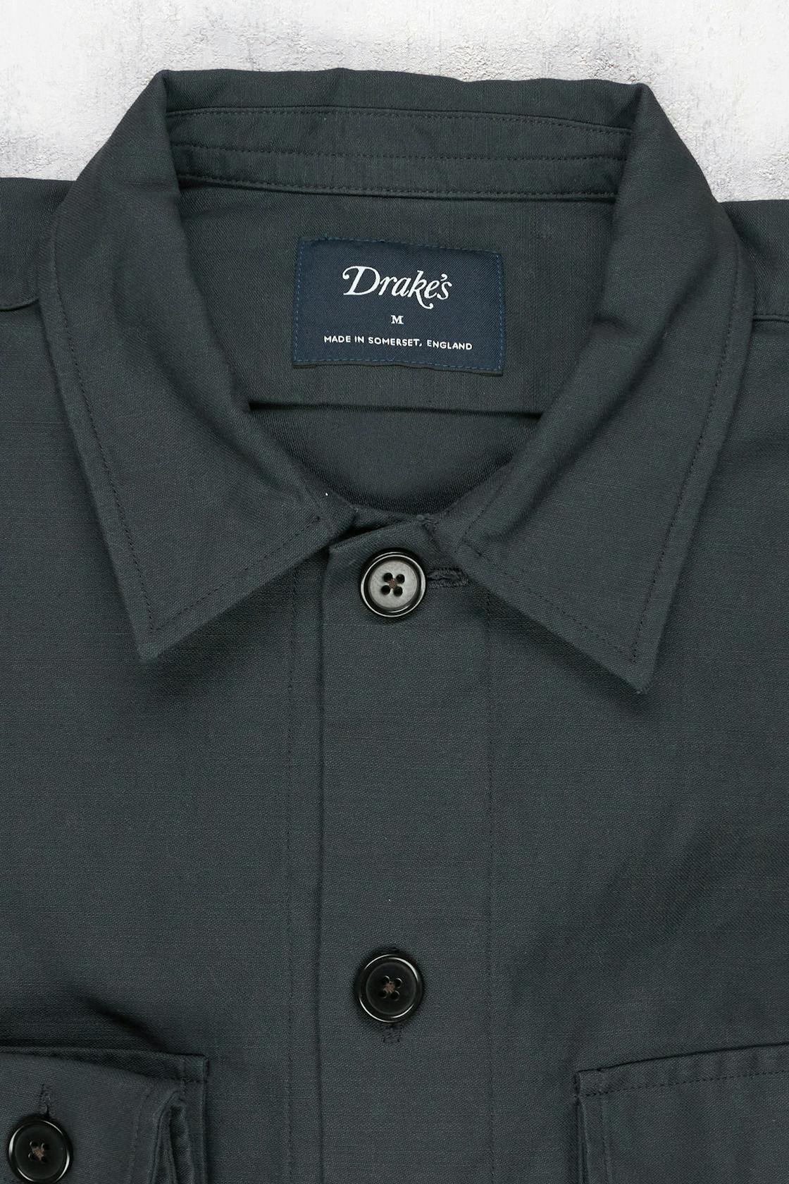 Drake's Dark Navy Cotton Shirt Jacket