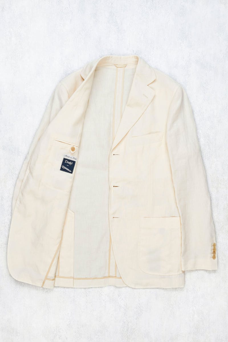 Drake's Cream Linen Sport Coat