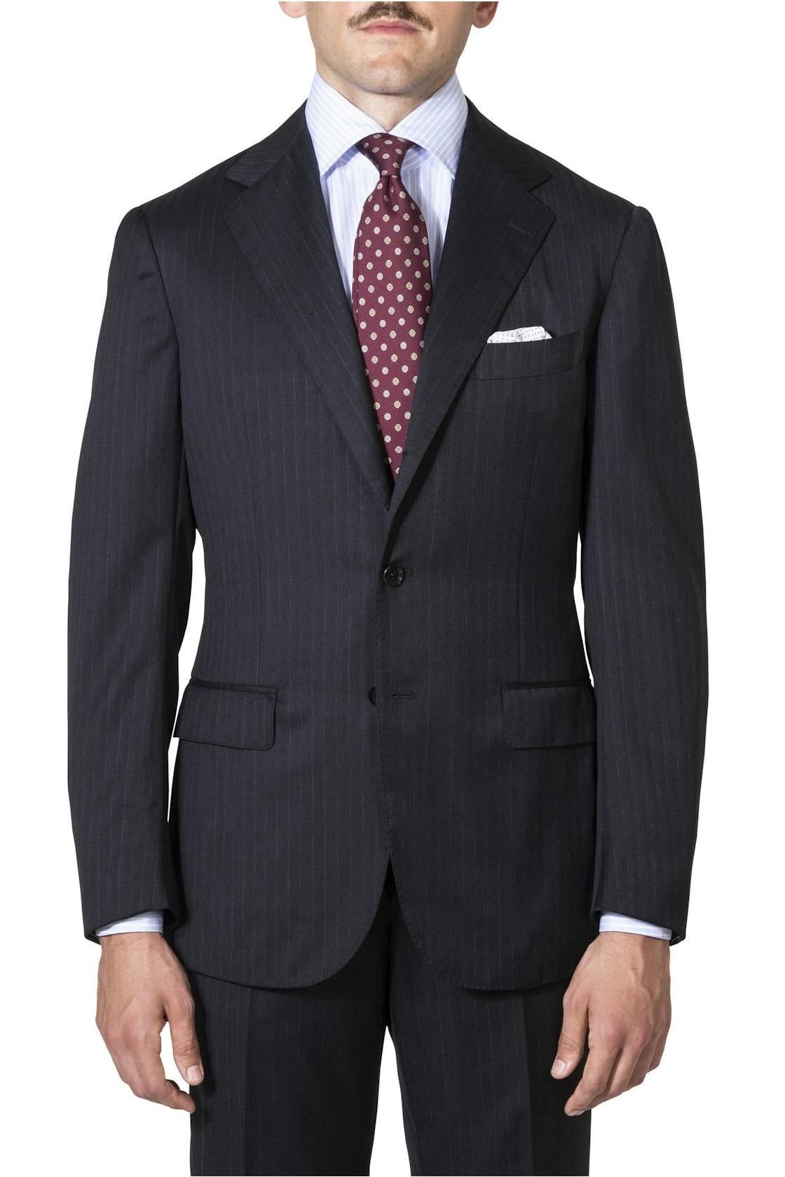 The Armoury by Ring Jacket Model 3A Charcoal Wool Fine Stripe Suit