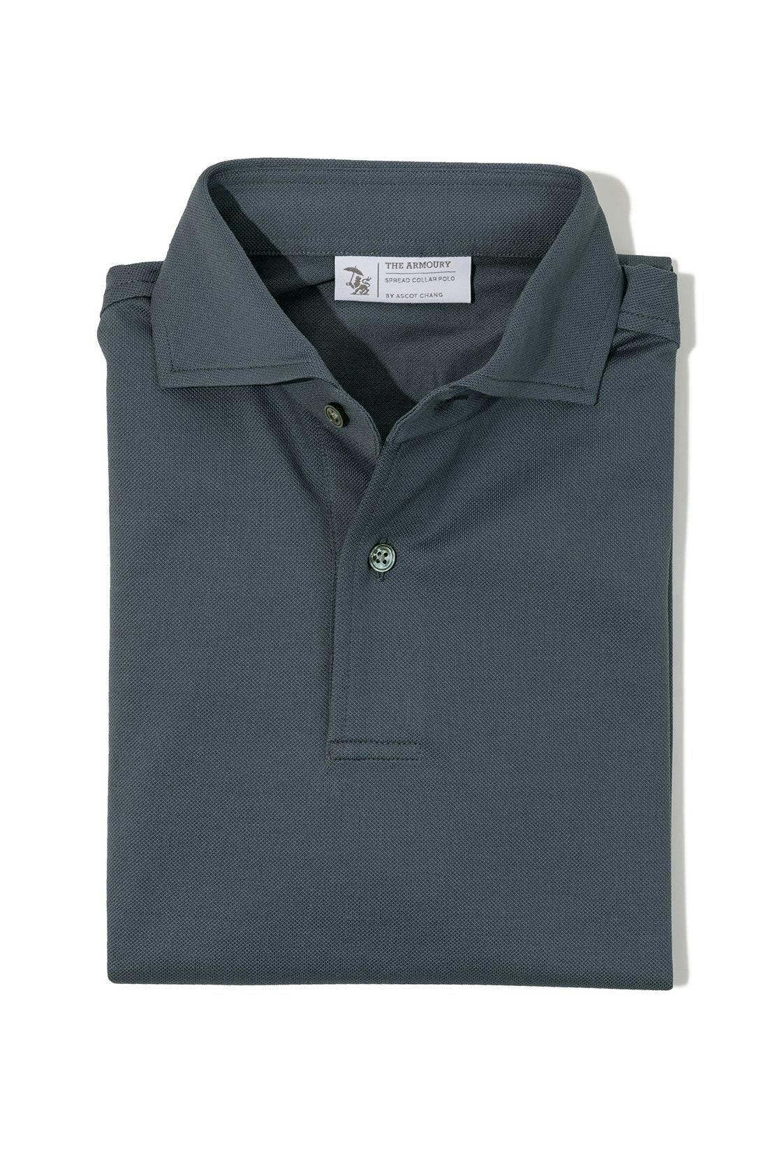 Ascot Chang Grey Blue Short Sleeve Jake Collar Polo