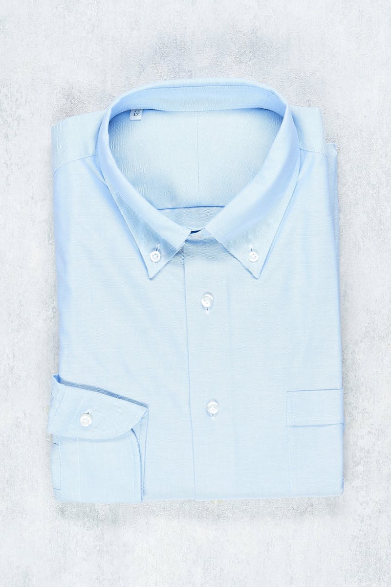 P. Johnson Blue Pinpoint Oxford Button Down Collar Shirt
