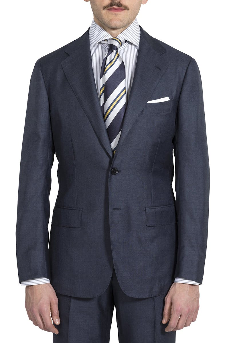 The Armoury by Ring Jacket Model 3A Slate Blue Wool/Silk Sharkskin Suit