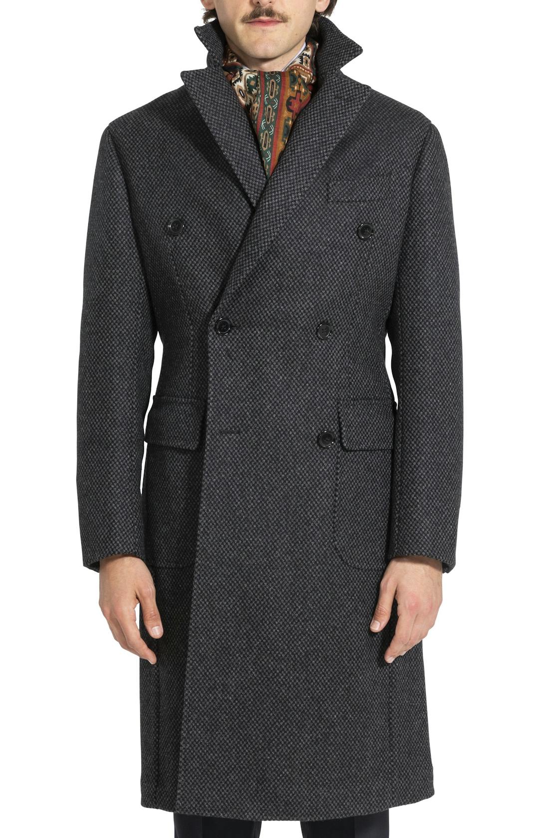 The Armoury by Ring Jacket RC66 Charcoal Wool Barleycorn DB Overcoat