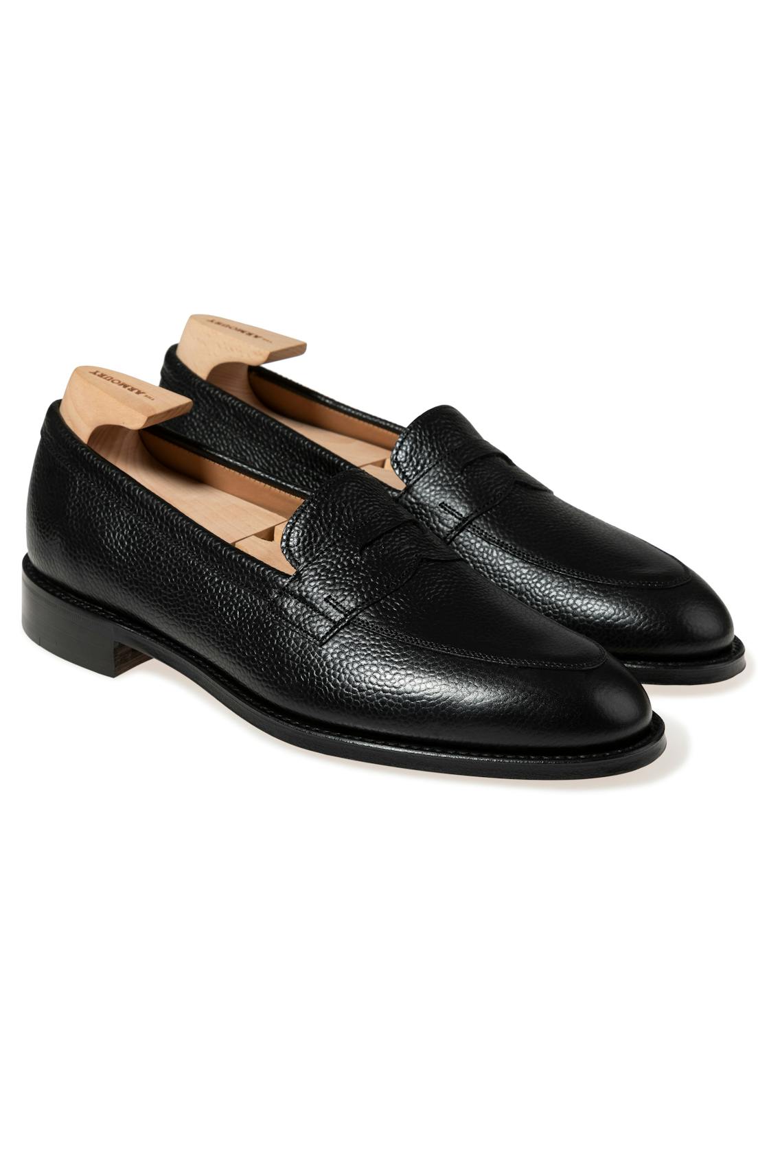 The Armoury Duane II Black Grained Calf Penny Loafers *factory seconds*