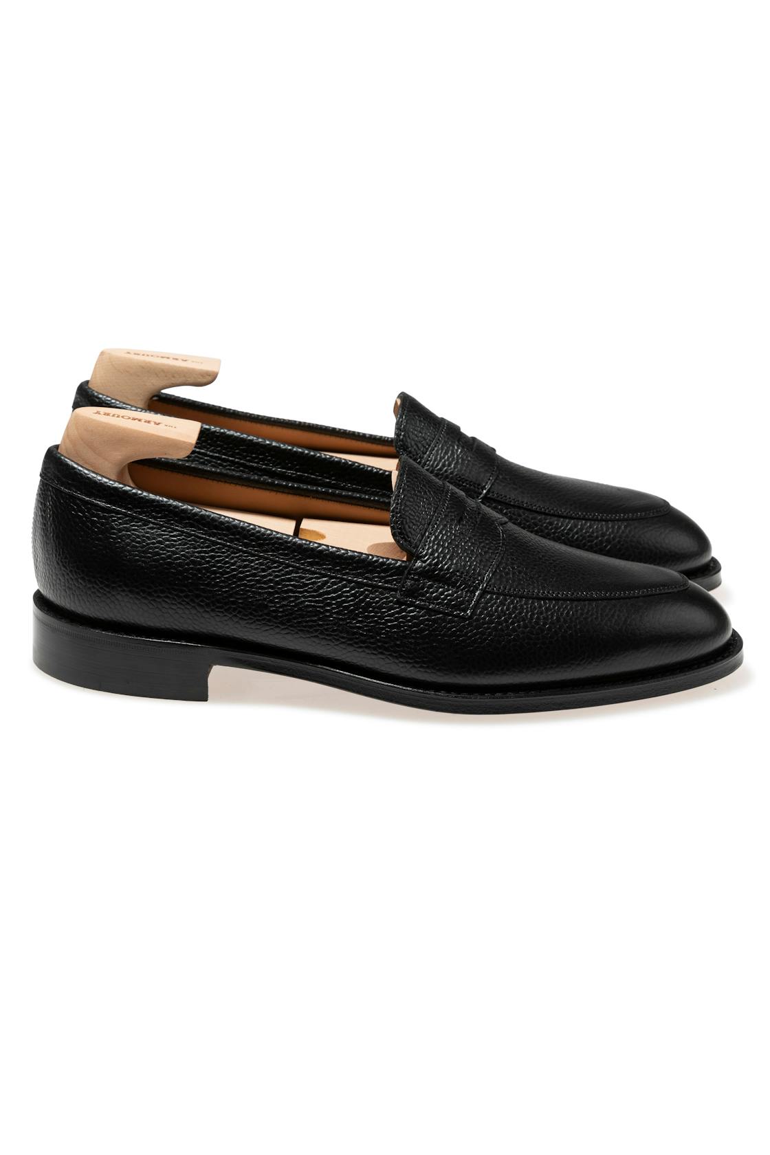 The Armoury Duane II Black Grained Calf Penny Loafers *factory seconds*