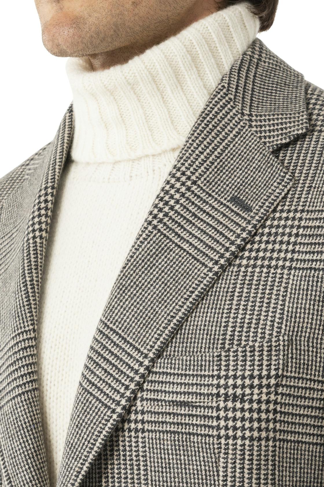 The Armoury by Ring Jacket Model 3 Cashmere Cream Charcoal Prince of Wales Check Sport Coat