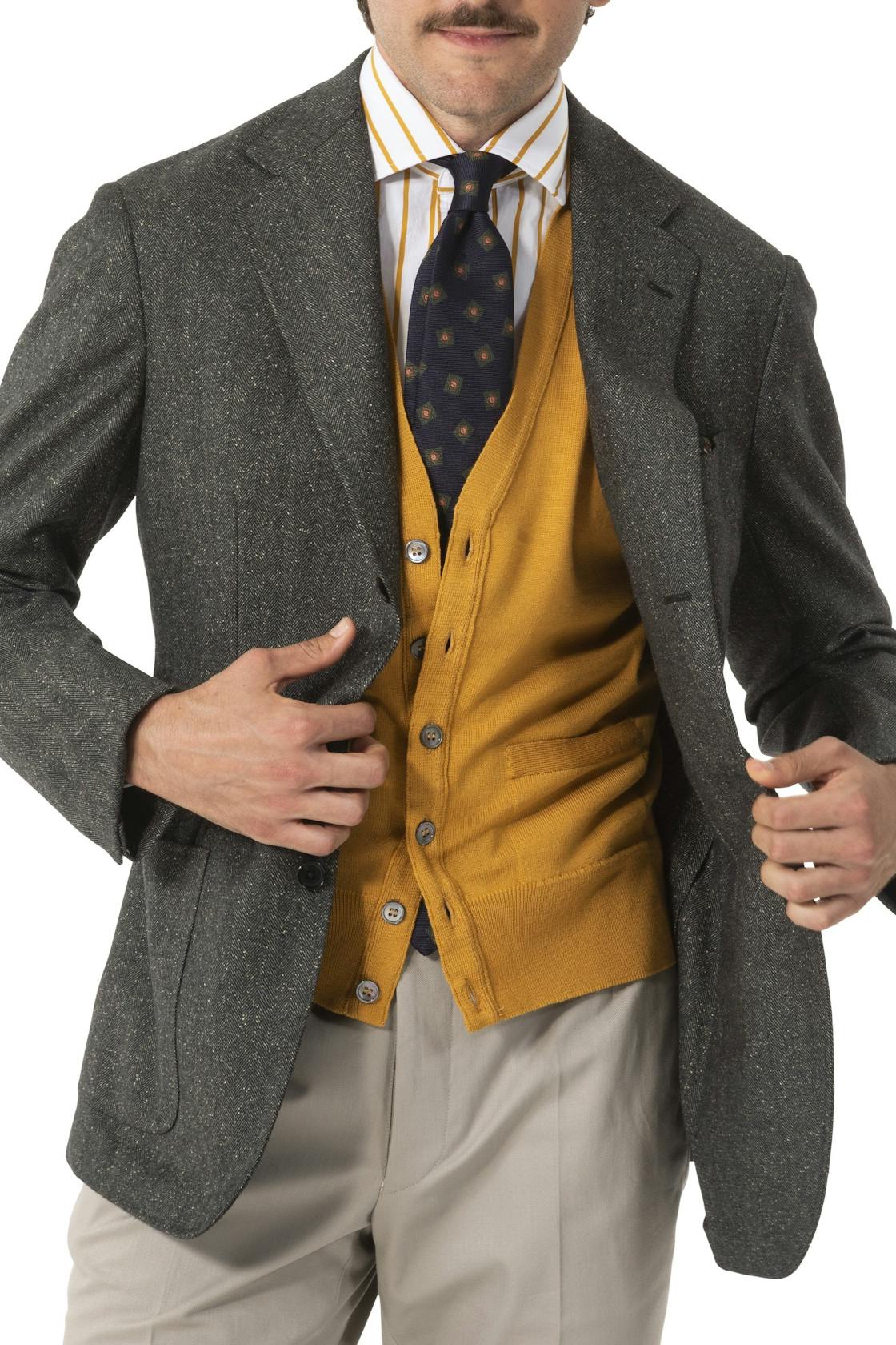 The Armoury by Ring Jacket Model 3 Olive Wool-Silk Donegal Herringbone Sport Coat
