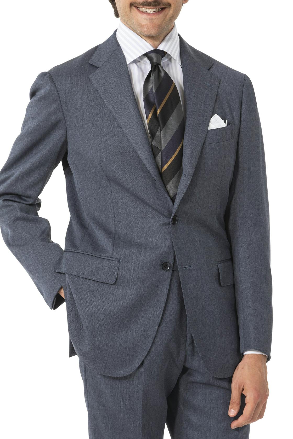 The Armoury by Ring Jacket Model 3B Denim Blue Wool Covert Suit