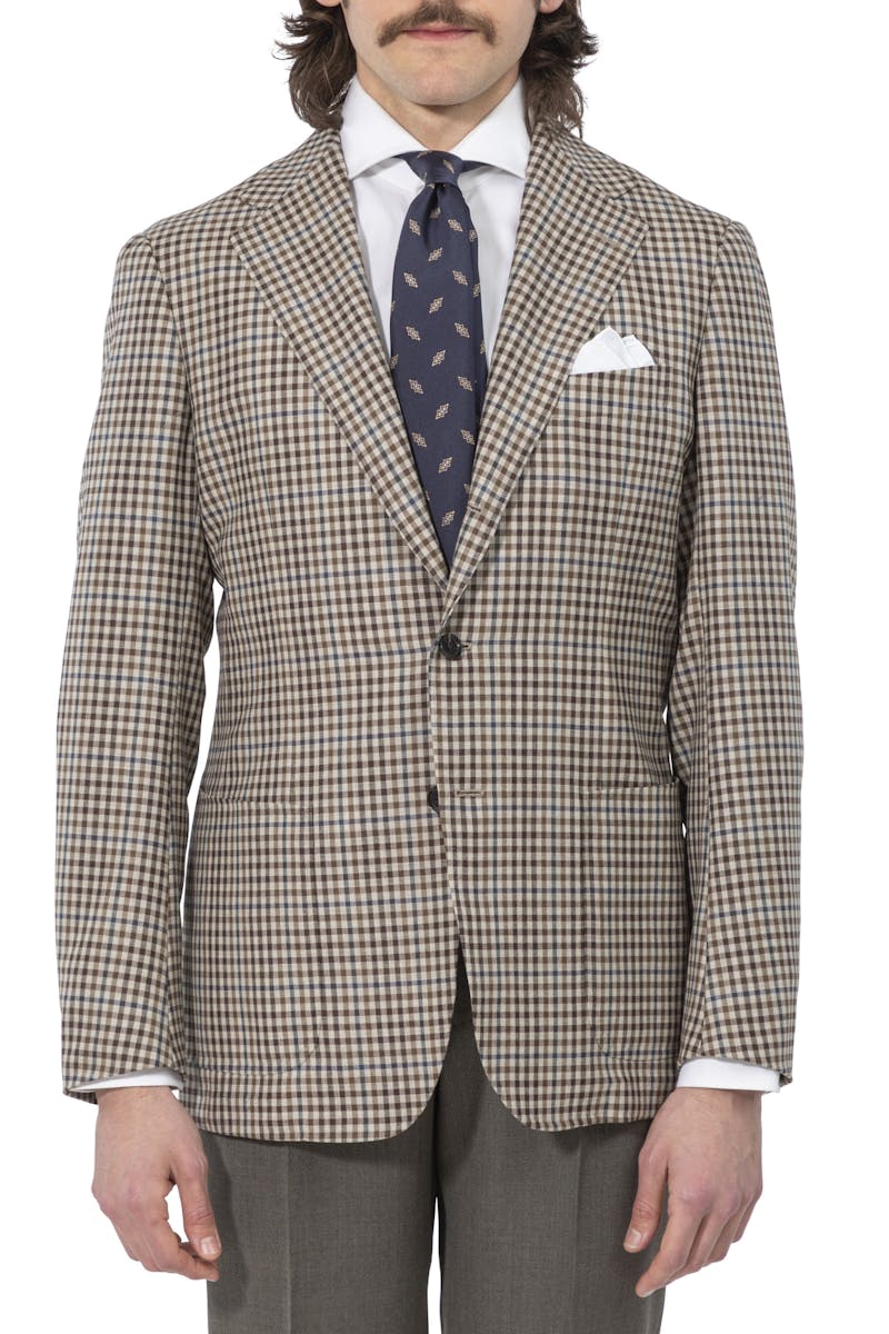 The Armoury by Ring Jacket Model 3 Brown Blue Check Wool Sport Coat