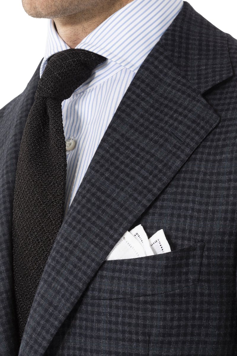 The Armoury by Ring Jacket Model 3 Grey/Blue/Teal Wool/Cashmere Check Sport Coat w/ Flap Pocket