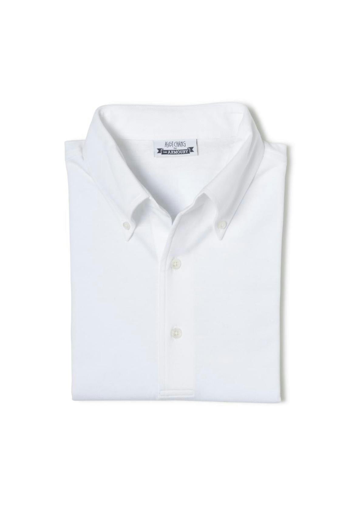 The Armoury by Ascot Chang White Short Sleeve Button Down Polo