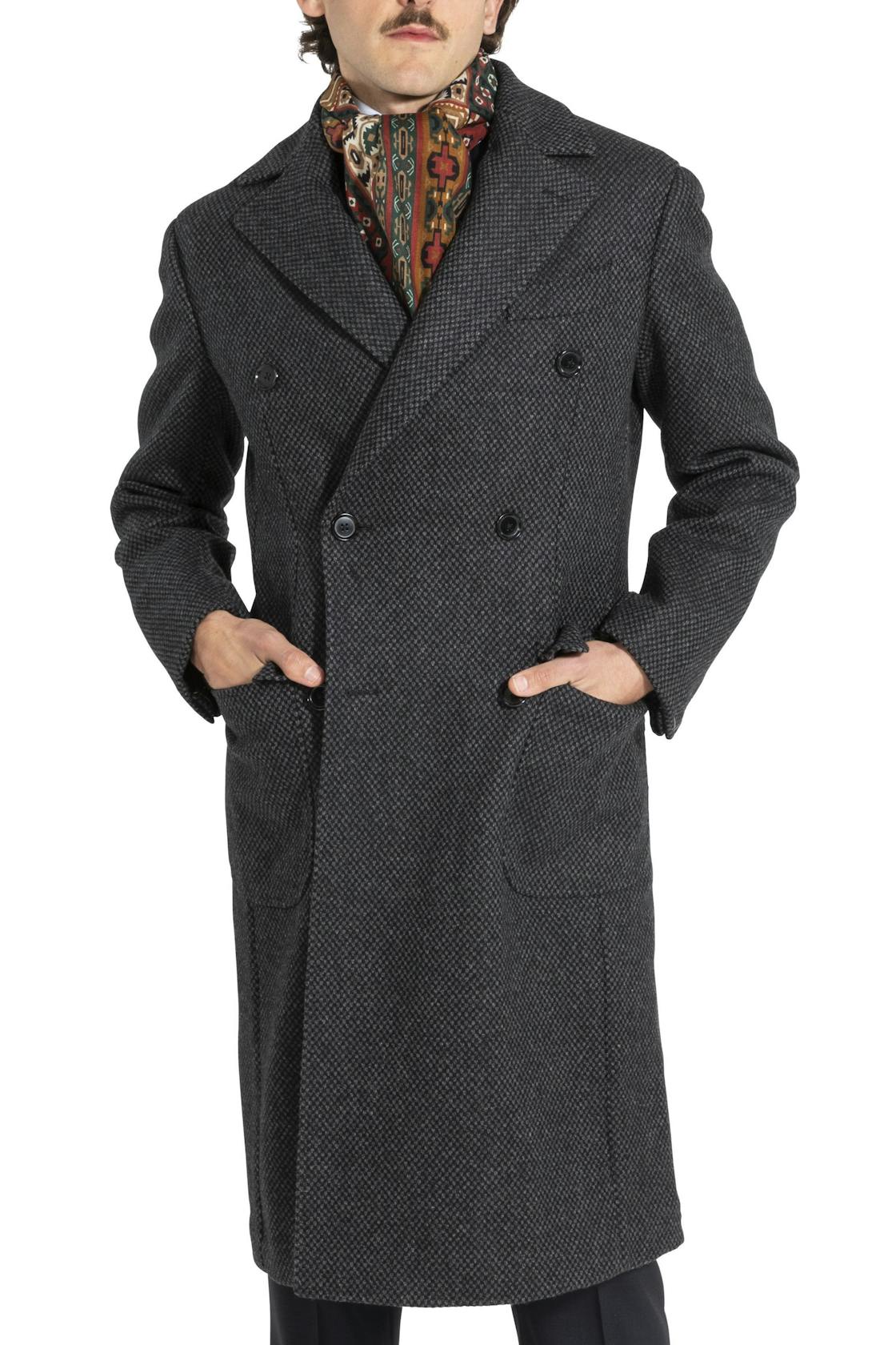 The Armoury by Ring Jacket RC66 Charcoal Wool Barleycorn DB Overcoat