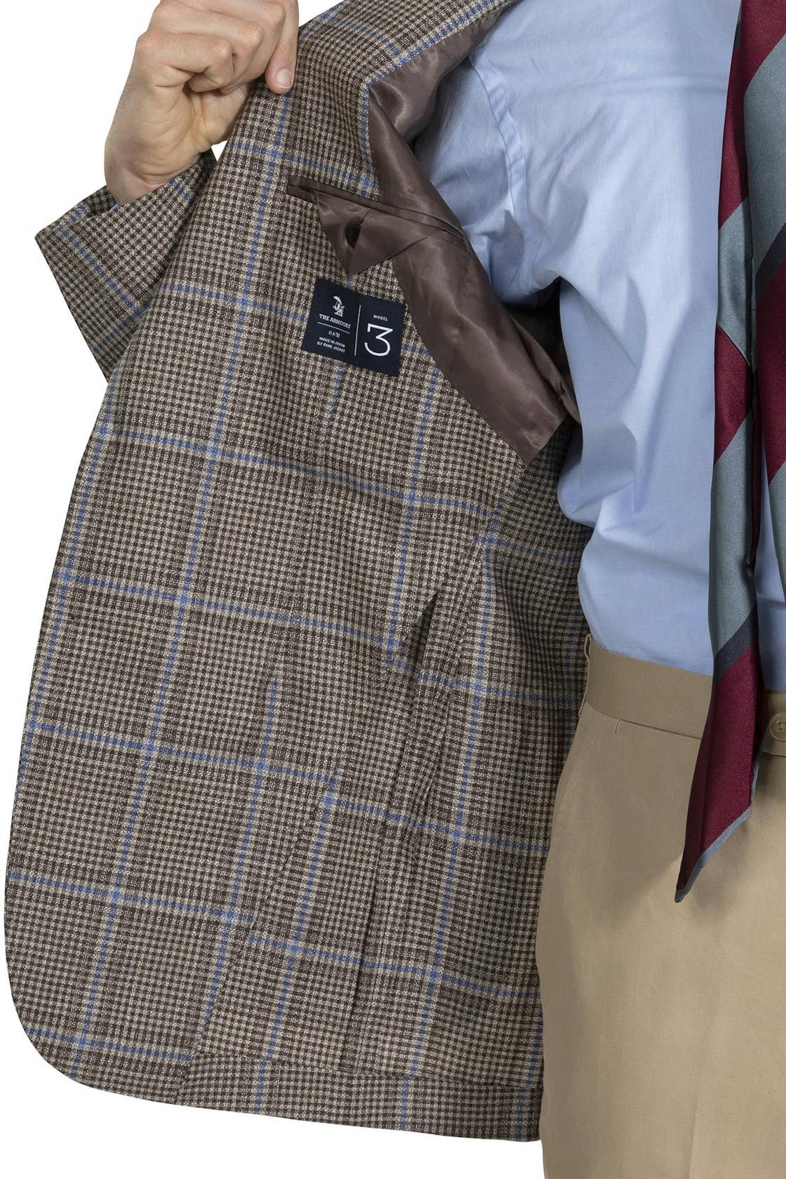 The Armoury by Ring Jacket Model 3 Brown/Blue Wool/Silk/Linen Windowpane Sport Coat