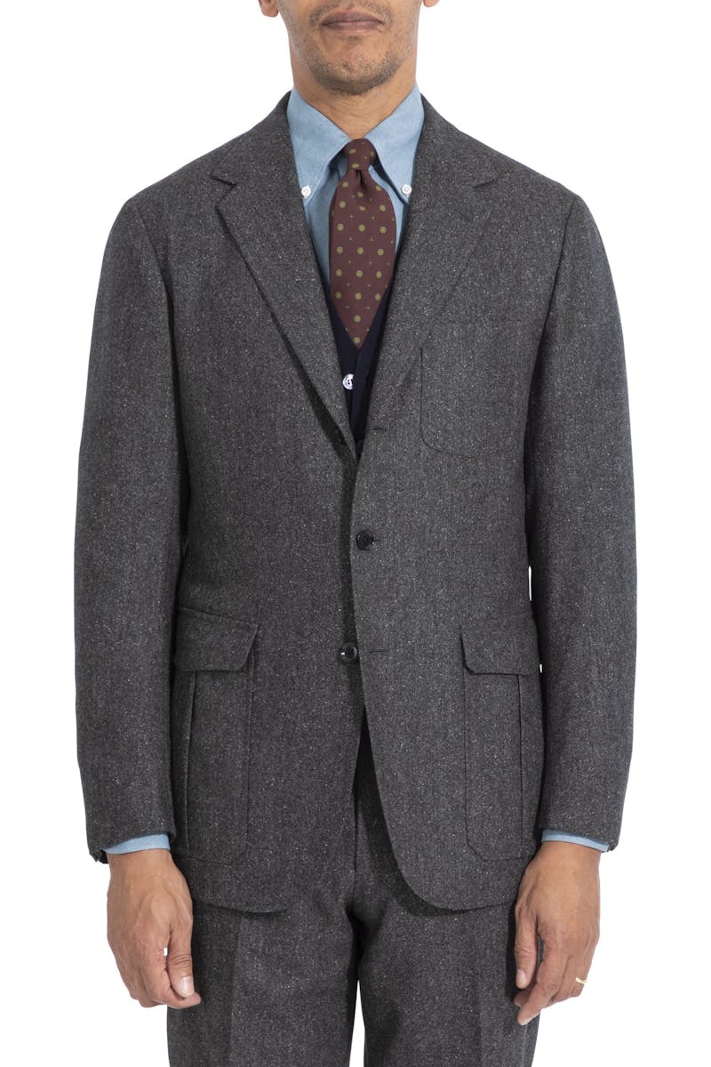 The Armoury by Ring Jacket Model 11A Mid Grey Wool-Silk Donegal Suit