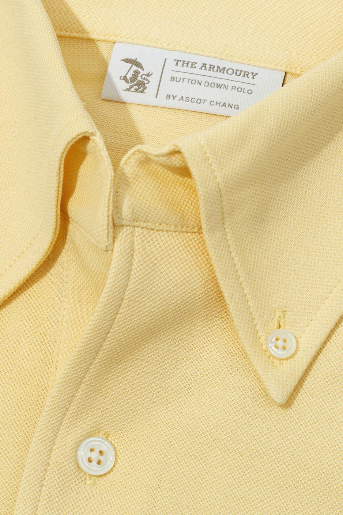 The Armoury by Ascot Chang Yellow Cotton Long Sleeve Button Down Polo
