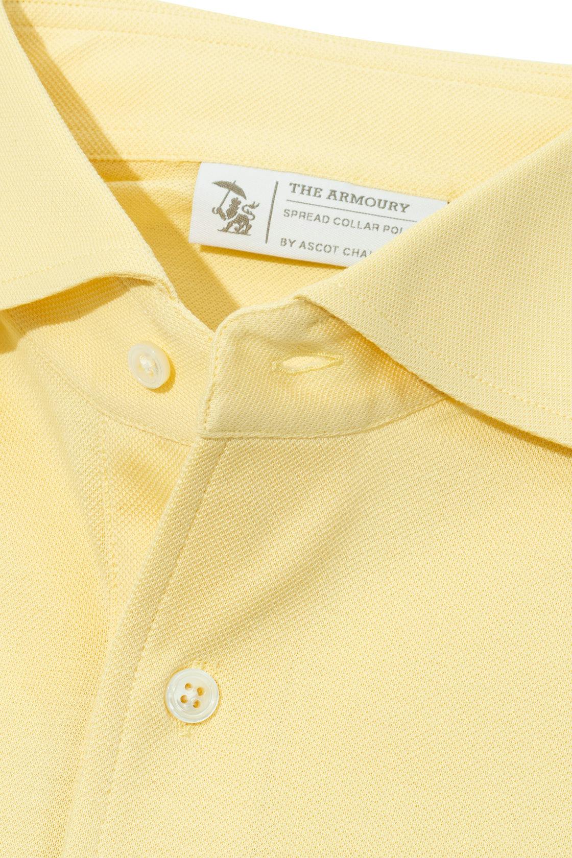 The Armoury by Ascot Chang Yellow Short Sleeve Spread Collar Polo