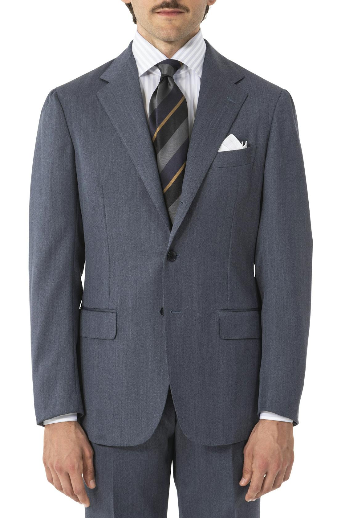 The Armoury by Ring Jacket Model 3B Denim Blue Wool Covert Suit
